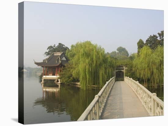 Bridge and Pavilion, West Lake, Hangzhou, Zhejiang Province, China, Asia-Jochen Schlenker-Stretched Canvas