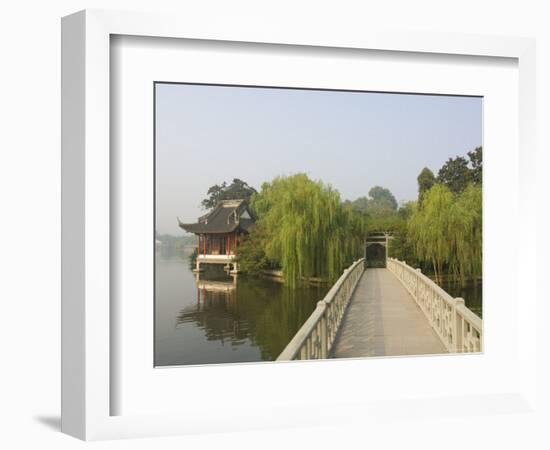 Bridge and Pavilion, West Lake, Hangzhou, Zhejiang Province, China, Asia-Jochen Schlenker-Framed Photographic Print