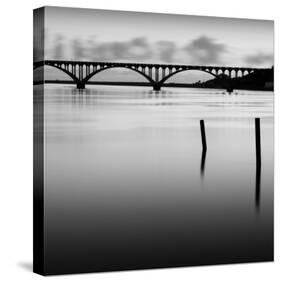 Bridge and Poles in Black and White-Shane Settle-Stretched Canvas