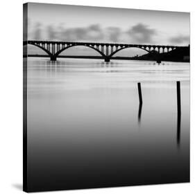 Bridge and Poles in Black and White-Shane Settle-Stretched Canvas