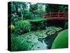 Bridge and Pond of Japanese Style Garden, Kildare, Ireland-Tony Wheeler-Stretched Canvas