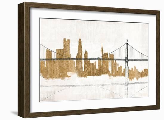 Bridge and Skyline Gold-Avery Tillmon-Framed Art Print