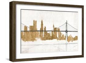 Bridge and Skyline Gold-Avery Tillmon-Framed Art Print