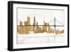 Bridge and Skyline Gold-Avery Tillmon-Framed Art Print