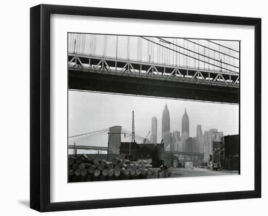 Bridge and Skyline, New York, c. 1945-Brett Weston-Framed Premium Photographic Print