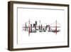 Bridge and Skyline Red-Avery Tillmon-Framed Art Print