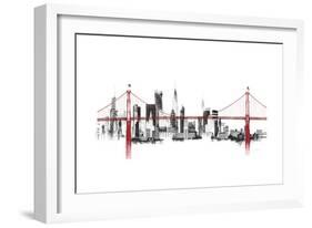 Bridge and Skyline Red-Avery Tillmon-Framed Art Print