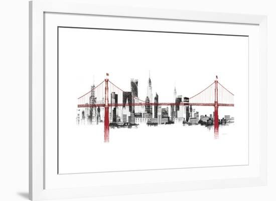 Bridge and Skyline Red-Avery Tillmon-Framed Art Print