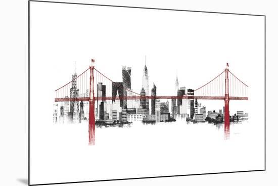 Bridge and Skyline Red-Avery Tillmon-Mounted Art Print