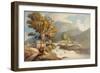Bridge and Waterfall near Llyngwellyn, 1777 (Watercolour and Ink)-Francis Towne-Framed Giclee Print