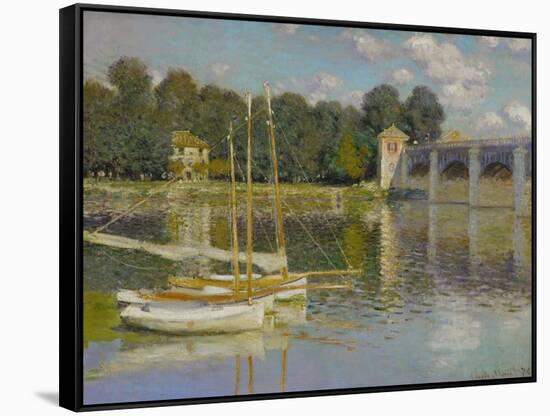 Bridge at Argenteuil-Claude Monet-Framed Stretched Canvas