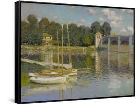 Bridge at Argenteuil-Claude Monet-Framed Stretched Canvas