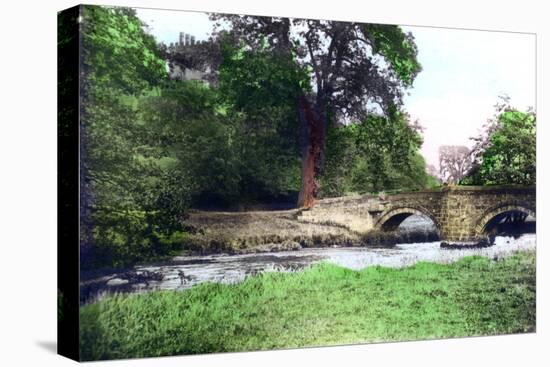 Bridge at Haddon Hall Stately Home, Derbyshire, 1926-null-Stretched Canvas