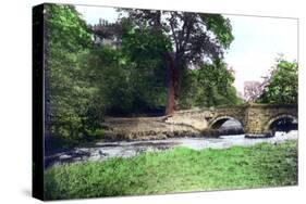 Bridge at Haddon Hall Stately Home, Derbyshire, 1926-null-Stretched Canvas