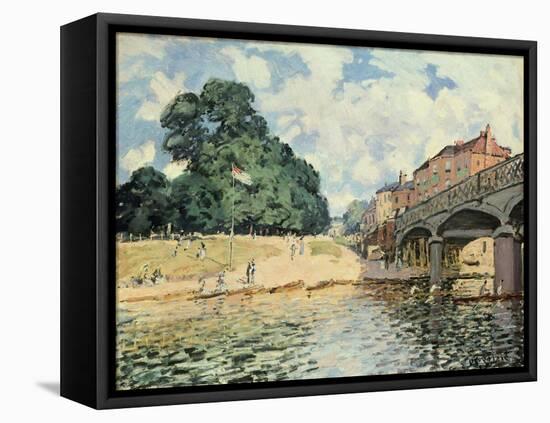 Bridge at Hampton Court, 1874-Alfred Sisley-Framed Stretched Canvas