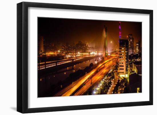 Bridge At Night In Sao Paulo-CelsoDiniz-Framed Art Print