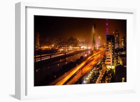 Bridge At Night In Sao Paulo-CelsoDiniz-Framed Art Print