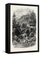 Bridge Below Gavarnie, the Pyrenees, France, 19th Century-null-Framed Stretched Canvas