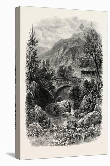 Bridge Below Gavarnie, the Pyrenees, France, 19th Century-null-Stretched Canvas