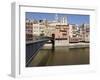 Bridge, Cathedral and Brightly Painted Houses on the Riu Onyar, Girona, Catalonia, Spain-Martin Child-Framed Photographic Print
