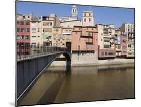 Bridge, Cathedral and Brightly Painted Houses on the Riu Onyar, Girona, Catalonia, Spain-Martin Child-Mounted Photographic Print
