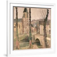 Bridge, Church and School at La Bastide-Henri Martin-Framed Giclee Print