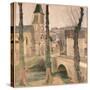 Bridge, Church and School at La Bastide-Henri Martin-Stretched Canvas