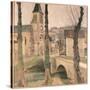 Bridge, Church and School at La Bastide-Henri Martin-Stretched Canvas