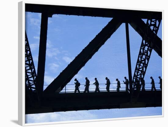 Bridge Climb Participants in Silhouette, Sydney Harbour Bridge, Sydney, New South Wales, Australia-Ken Gillham-Framed Photographic Print