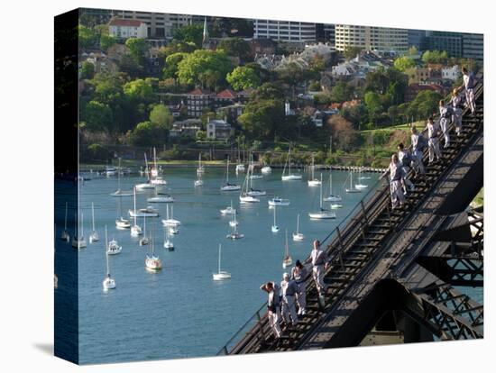 Bridge Climbers on Sydney Harbor Bridge, Sydney, Australia-David Wall-Stretched Canvas
