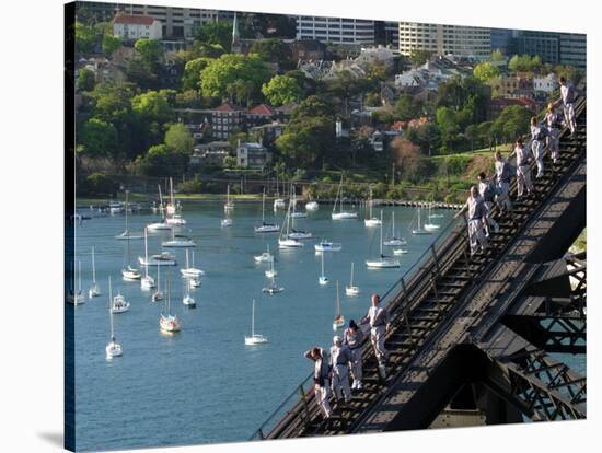 Bridge Climbers on Sydney Harbor Bridge, Sydney, Australia-David Wall-Stretched Canvas