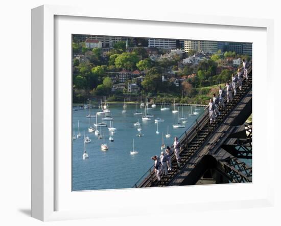 Bridge Climbers on Sydney Harbor Bridge, Sydney, Australia-David Wall-Framed Premium Photographic Print