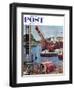 "Bridge Construction" Saturday Evening Post Cover, March 9, 1957-Ben Kimberly Prins-Framed Giclee Print