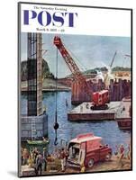 "Bridge Construction" Saturday Evening Post Cover, March 9, 1957-Ben Kimberly Prins-Mounted Giclee Print