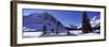 Bridge Covered with Snow, Bow Lake, Mt Thompson, Portal Peak, Banff National Park, Alberta, Canada-null-Framed Photographic Print