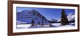 Bridge Covered with Snow, Bow Lake, Mt Thompson, Portal Peak, Banff National Park, Alberta, Canada-null-Framed Photographic Print