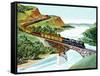 Bridge Crossing - Jack & Jill-Wilmer H. Wickham-Framed Stretched Canvas