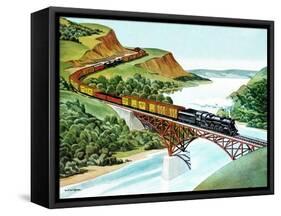 Bridge Crossing - Jack & Jill-Wilmer H. Wickham-Framed Stretched Canvas