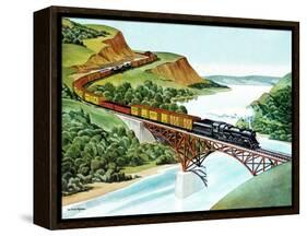 Bridge Crossing - Jack & Jill-Wilmer H. Wickham-Framed Stretched Canvas