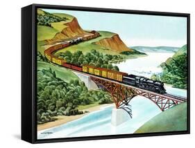 Bridge Crossing - Jack & Jill-Wilmer H. Wickham-Framed Stretched Canvas