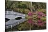 Bridge crossing pond Springtime azalea blooming, Charleston, South Carolina.-Darrell Gulin-Stretched Canvas