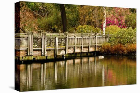 Bridge, Crystal Springs Lake, Rhododendron Garden, Portland, Oregon-Michel Hersen-Stretched Canvas