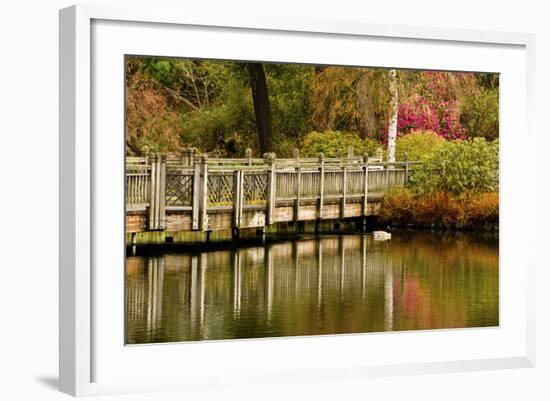 Bridge, Crystal Springs Lake, Rhododendron Garden, Portland, Oregon-Michel Hersen-Framed Photographic Print