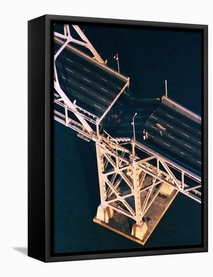 Bridge Damaged during Loma Prieta Earthquake-null-Framed Stretched Canvas