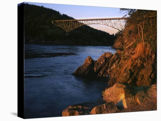 Bridge, Deception Pass State Park, Washington, USA-Charles Gurche-Stretched Canvas