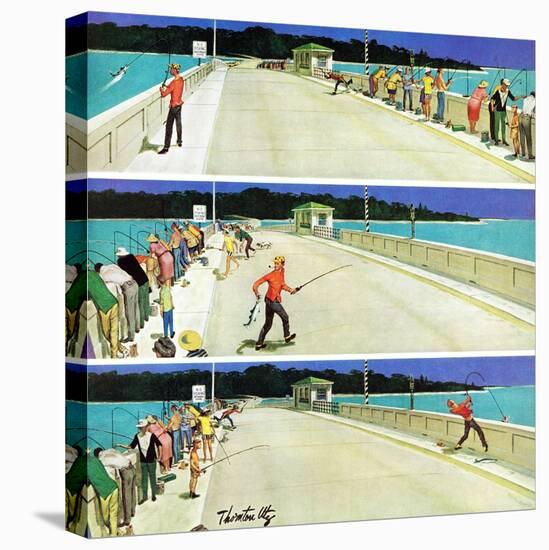 "Bridge Fishing", August 8, 1959-Thornton Utz-Stretched Canvas