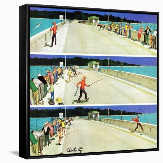 "Bridge Fishing", August 8, 1959-Thornton Utz-Framed Stretched Canvas