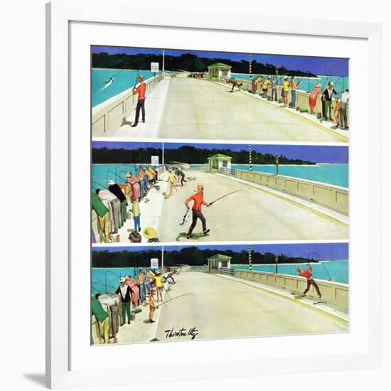 "Bridge Fishing", August 8, 1959-Thornton Utz-Framed Giclee Print