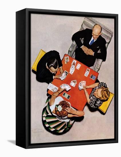 "Bridge Game" or "Playing Cards", May 15,1948-Norman Rockwell-Framed Stretched Canvas