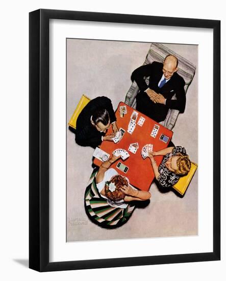 "Bridge Game" or "Playing Cards", May 15,1948-Norman Rockwell-Framed Giclee Print